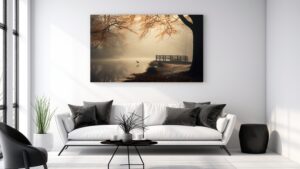 Obraz Rybník na podzimní mlze