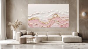 Obraz Abstrakce Růžové Bílé Zlaté Vlny